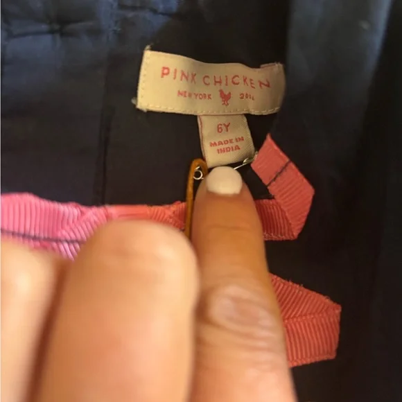 Pink Chicken Navy and Pink Bow Dress 6y NWT - Picture 3 of 6